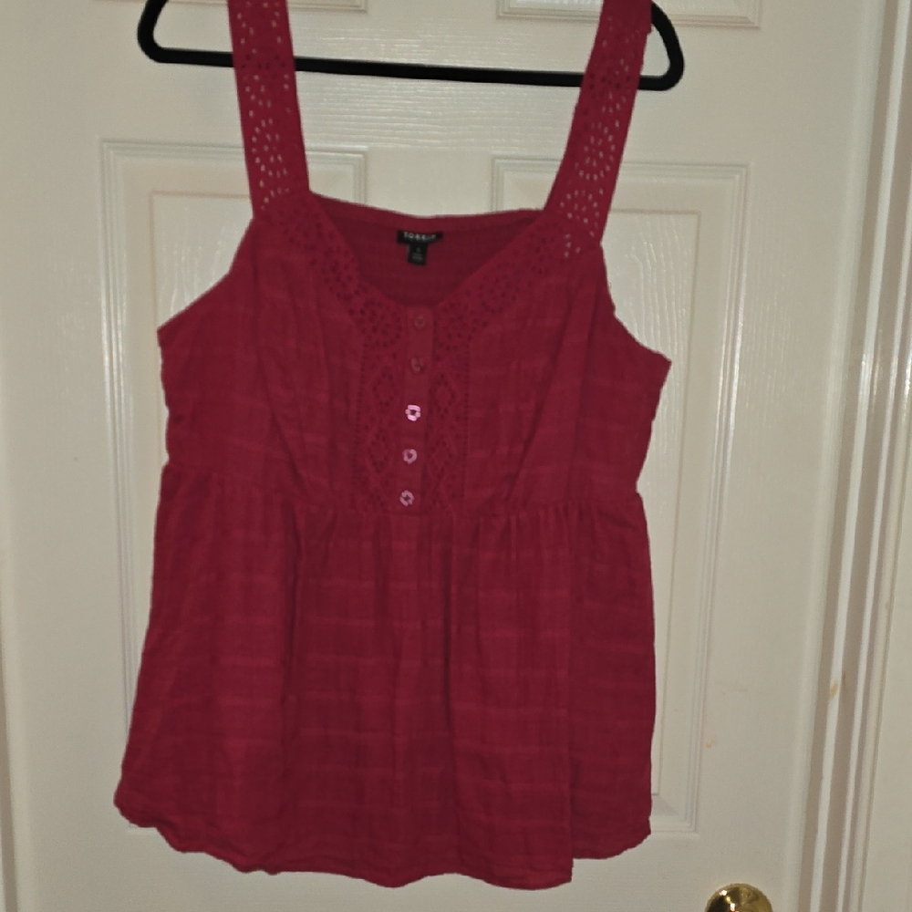 Torrid Red Smocked Sleeveless Tank Top